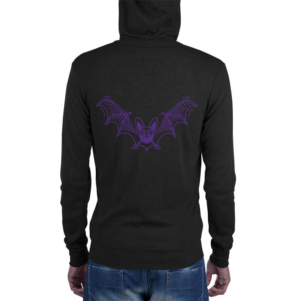 Purple Flying Bat Unisex zip hoodie