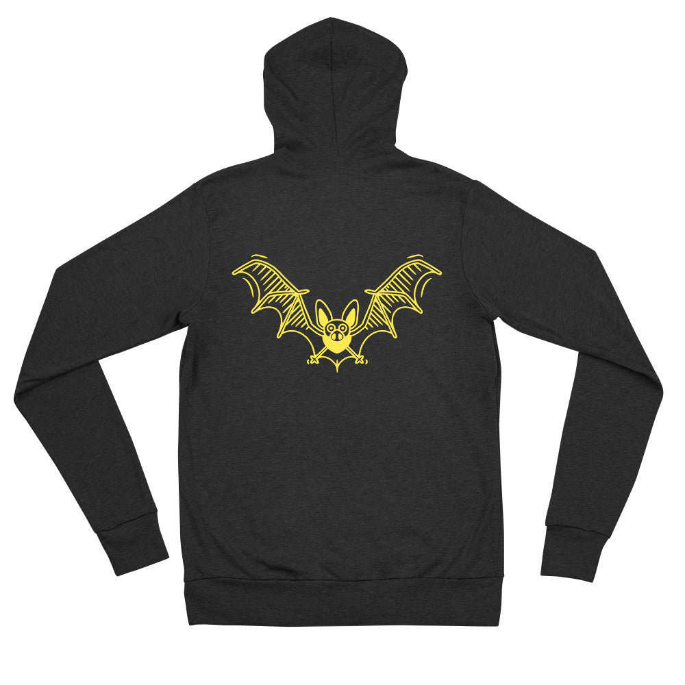 Yellow Flying Bat ,Halloween Unisex zip hoodie