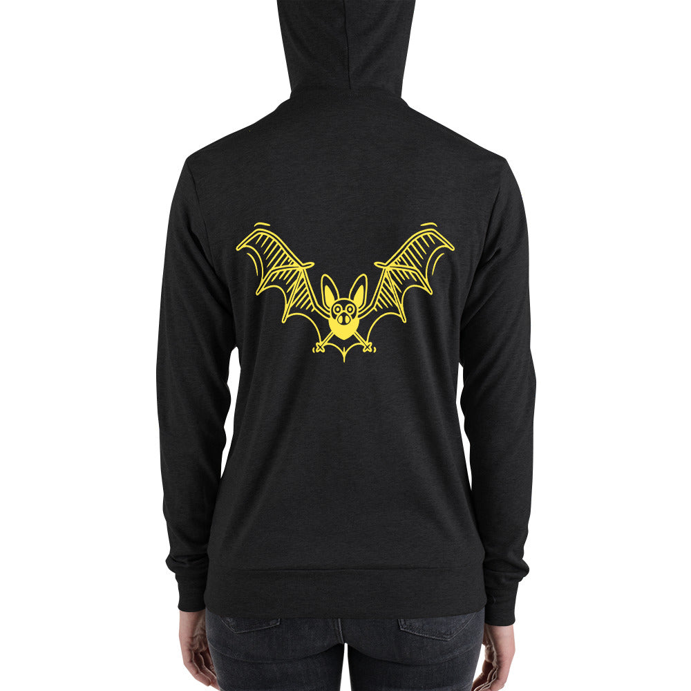 Yellow Flying Bat ,Halloween Unisex zip hoodie