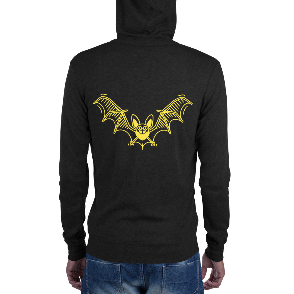 Yellow Flying Bat ,Halloween Unisex zip hoodie
