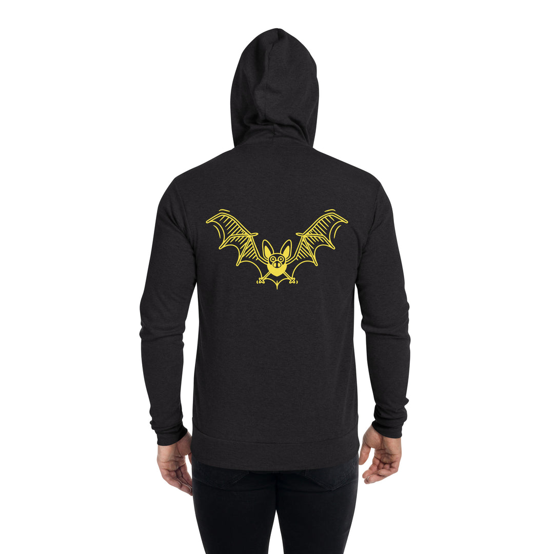 Yellow Flying Bat ,Halloween Unisex zip hoodie