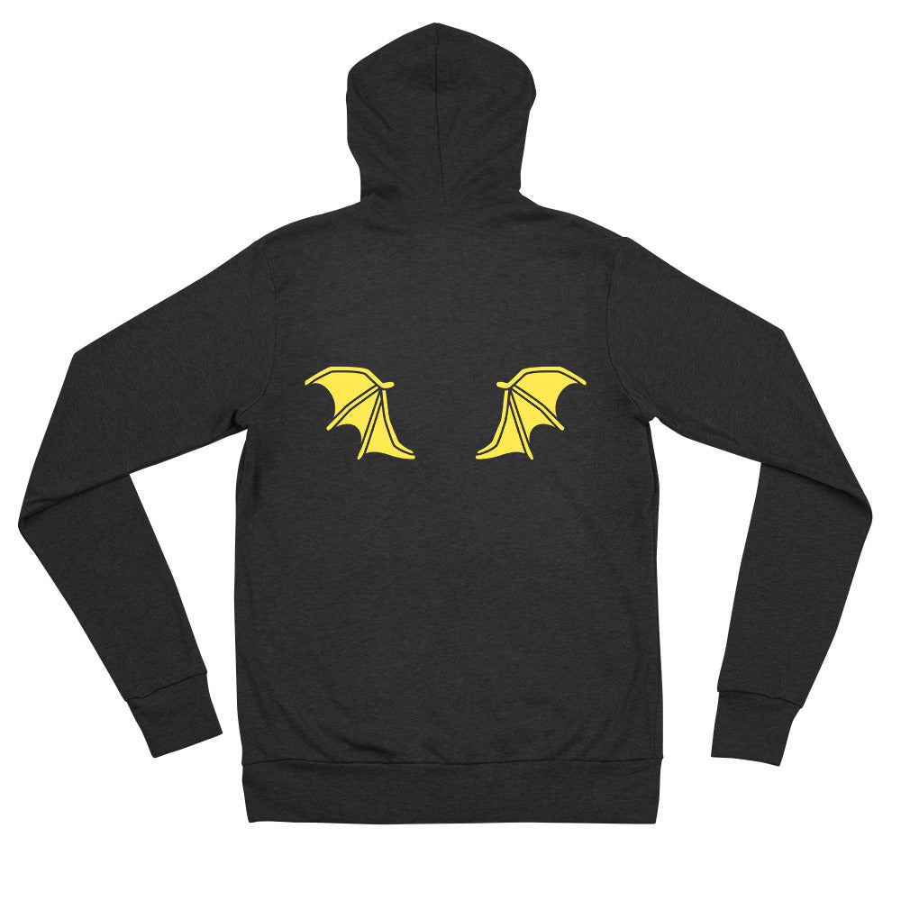 Yellow Bat Wings, Halloween Unisex zip hoodie