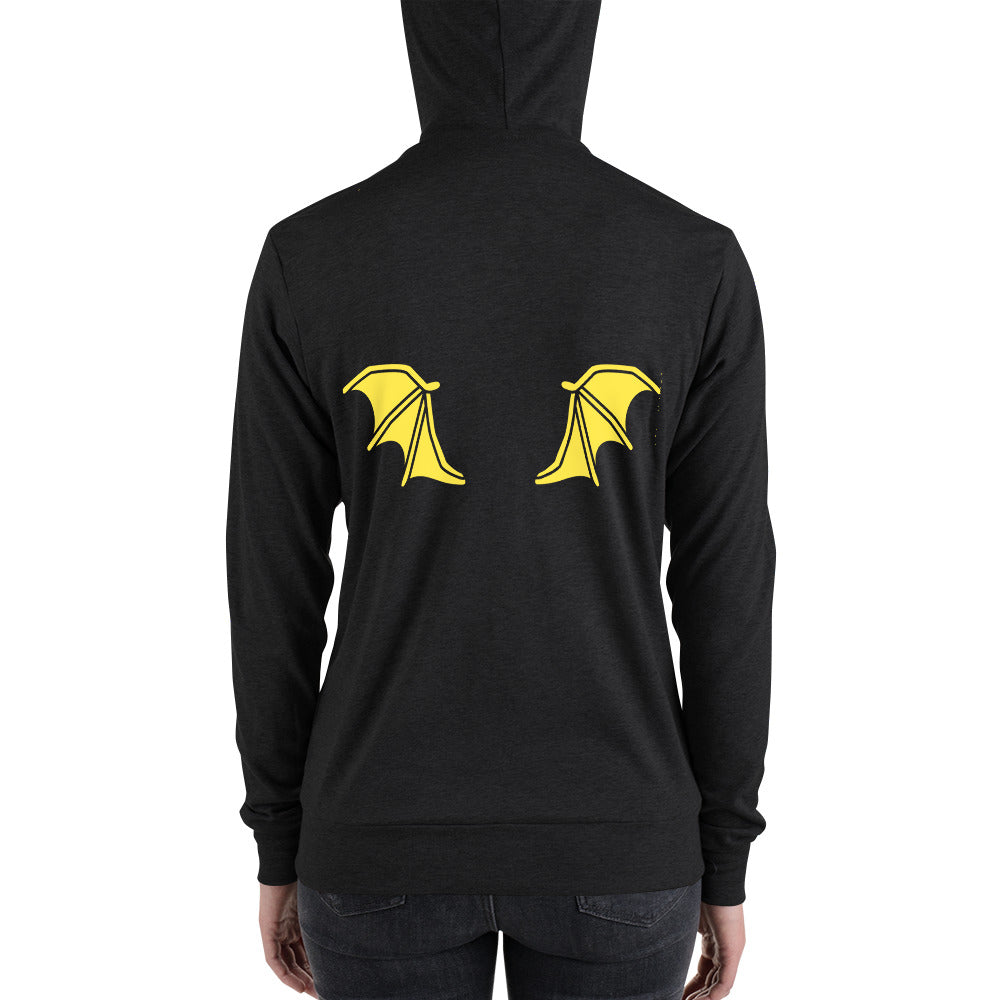 Yellow Bat Wings, Halloween Unisex zip hoodie