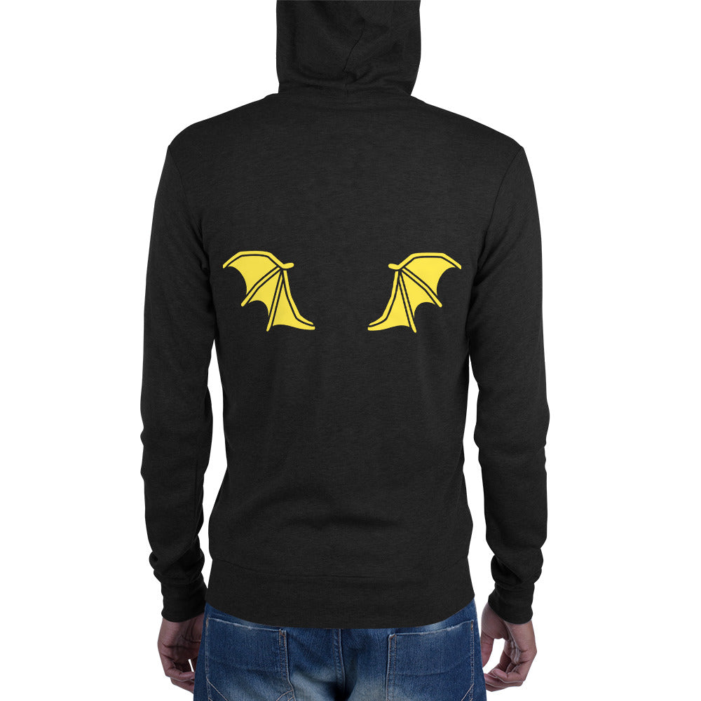 Yellow Bat Wings, Halloween Unisex zip hoodie