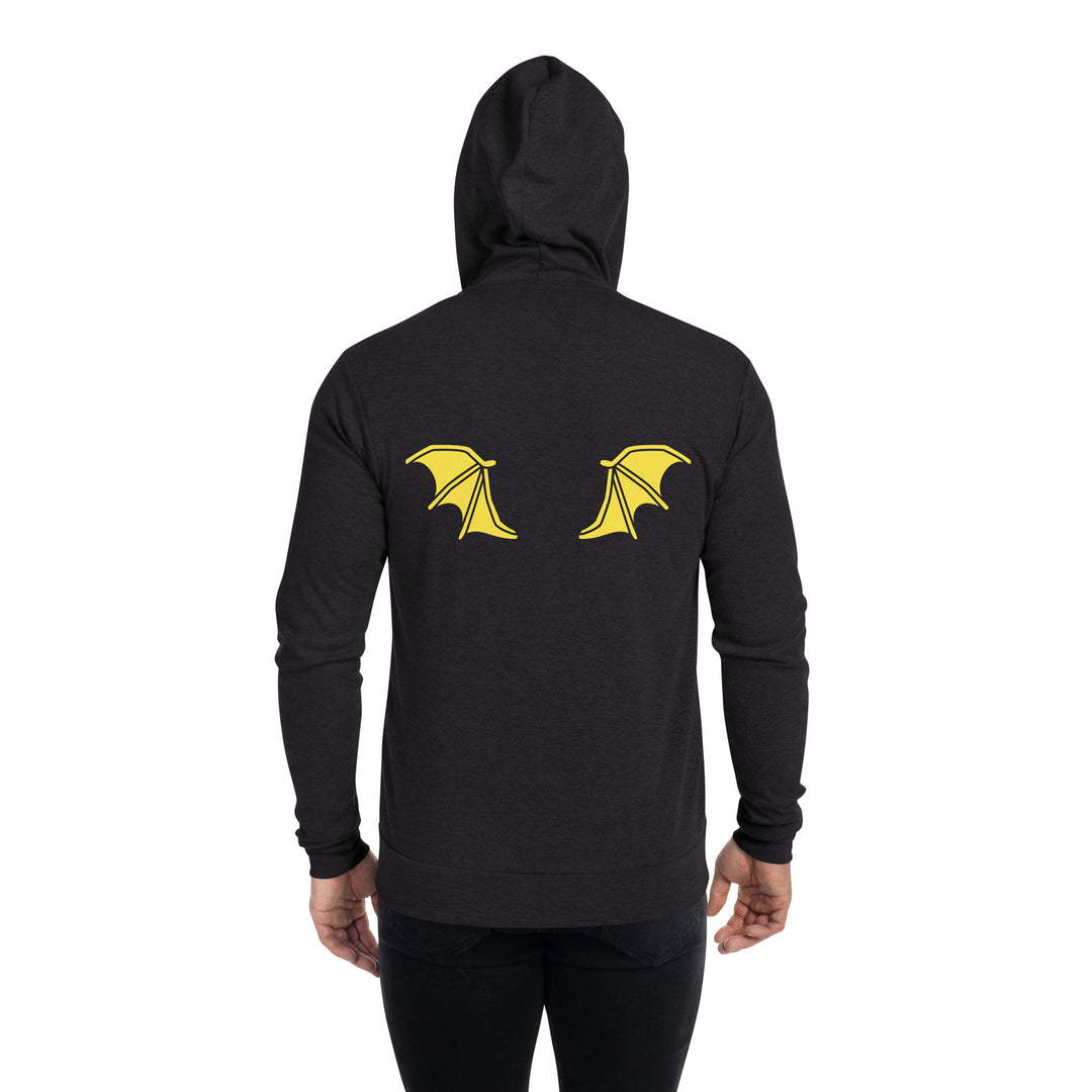 Yellow Bat Wings, Halloween Unisex zip hoodie