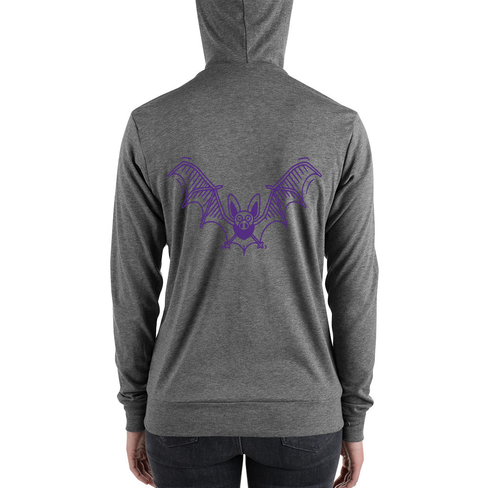 Purple Flying Bat Unisex zip hoodie