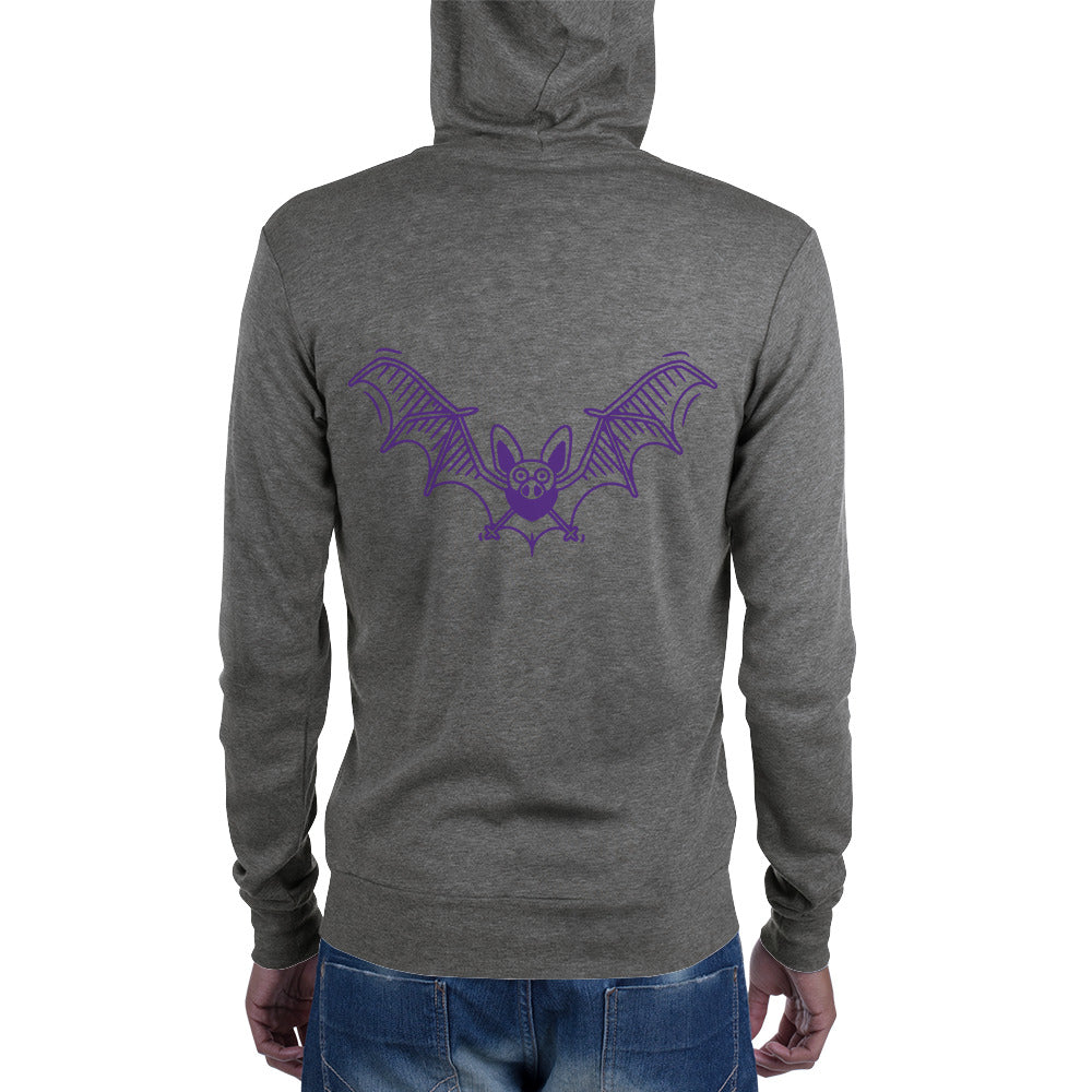 Purple Flying Bat Unisex zip hoodie