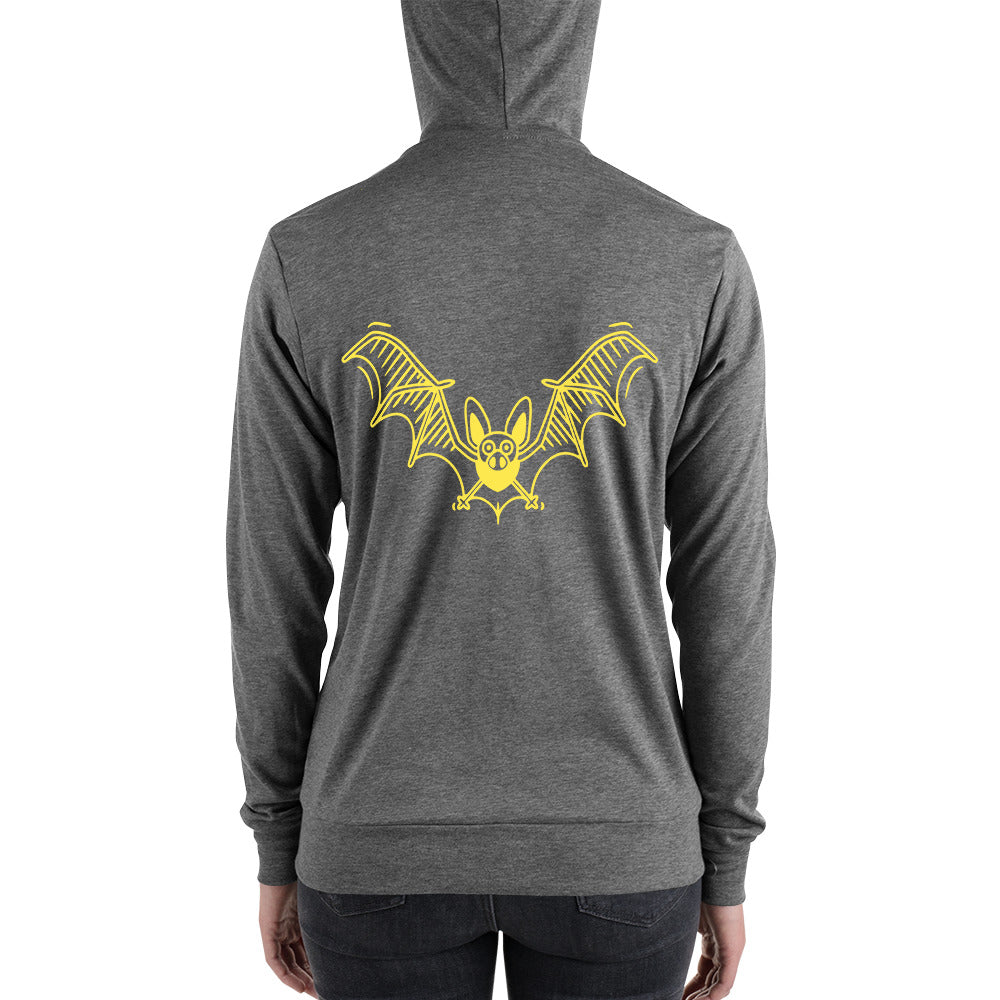 Yellow Flying Bat ,Halloween Unisex zip hoodie