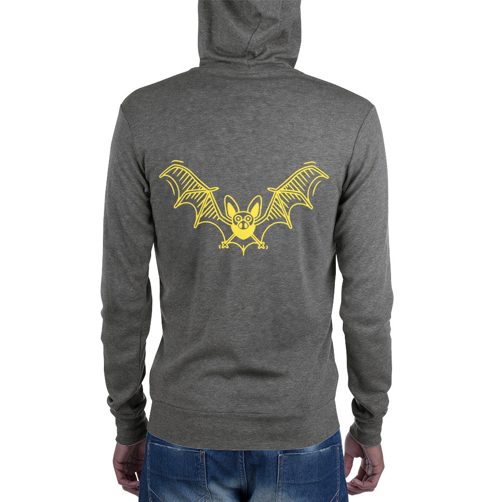 Yellow Flying Bat ,Halloween Unisex zip hoodie