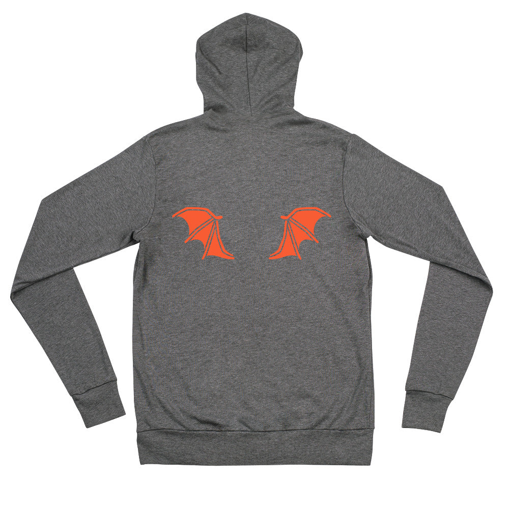 Orange Bat Wings , Halloween Unisex zip hoodie