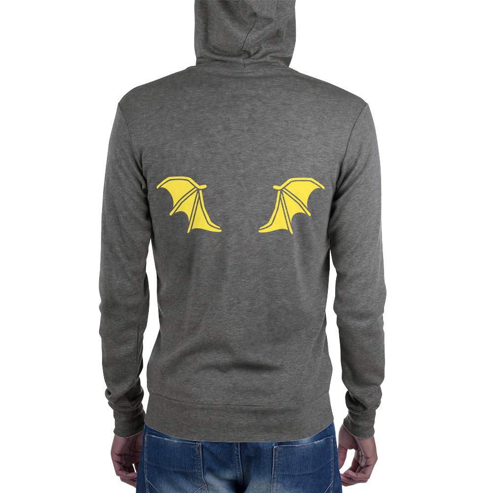 Yellow Bat Wings, Halloween Unisex zip hoodie