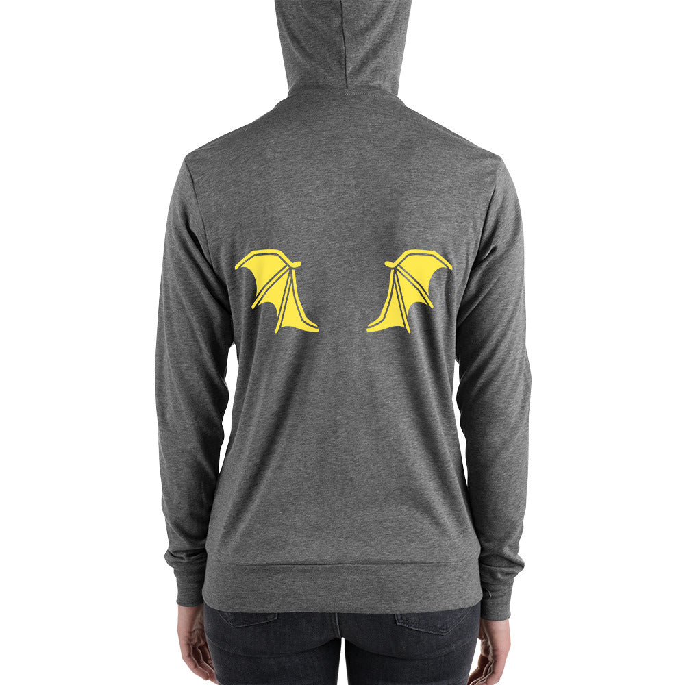 Yellow Bat Wings, Halloween Unisex zip hoodie