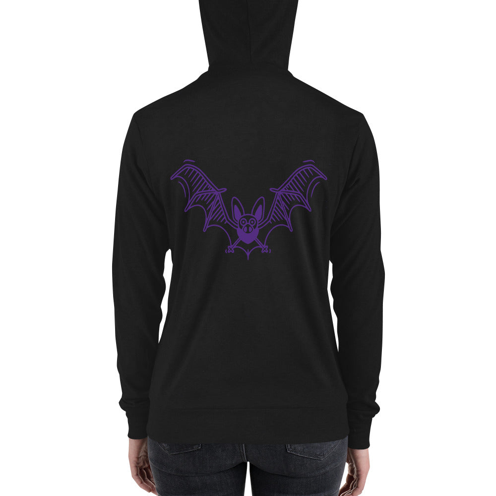 Purple Flying Bat Unisex zip hoodie