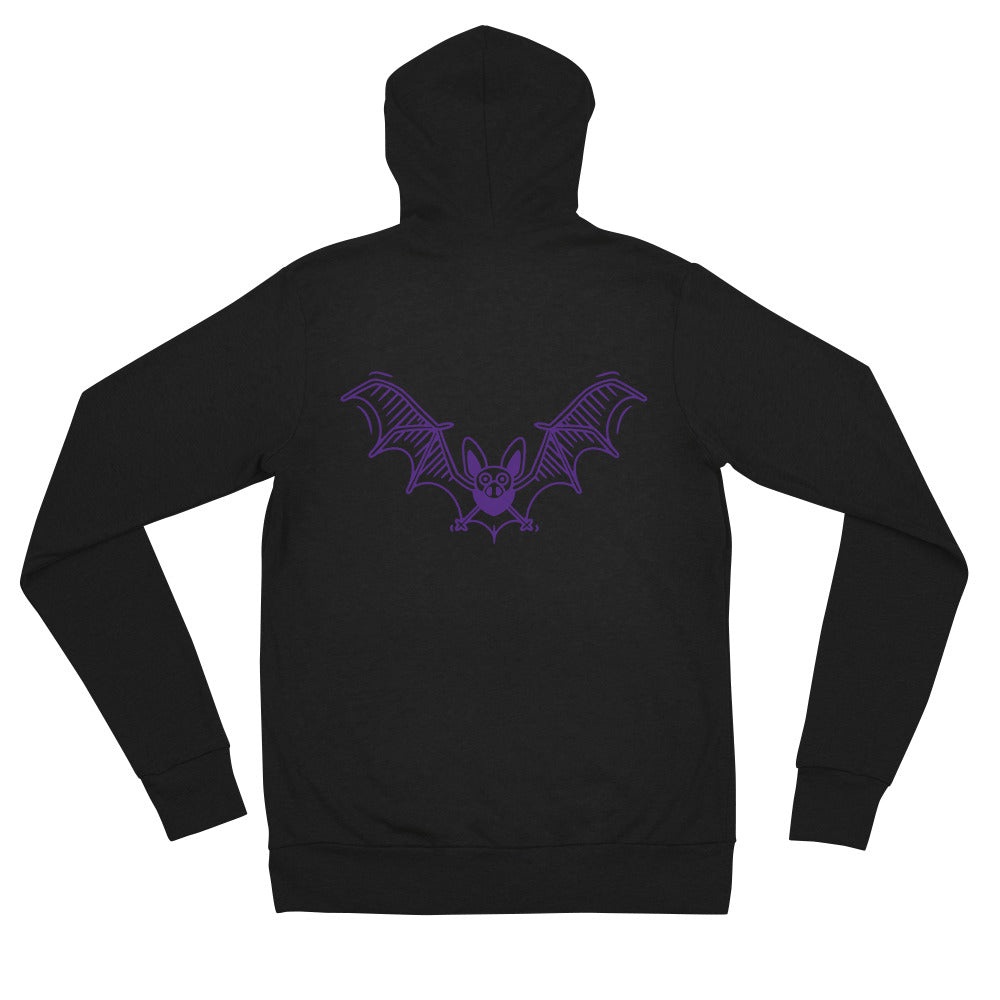 Purple Flying Bat Unisex zip hoodie