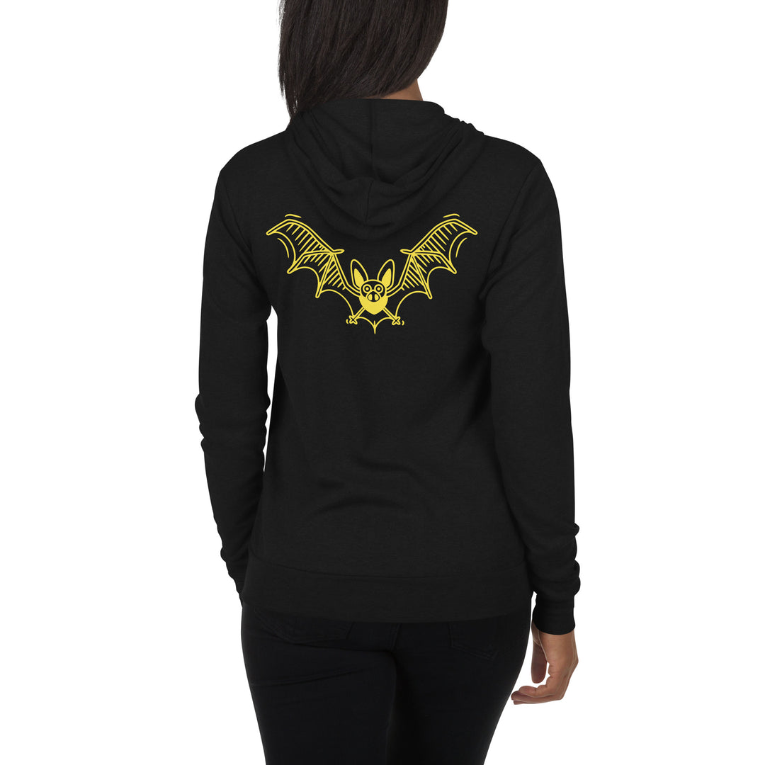 Yellow Flying Bat ,Halloween Unisex zip hoodie