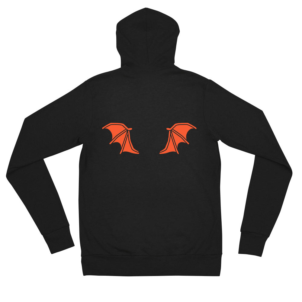 Orange Bat Wings , Halloween Unisex zip hoodie