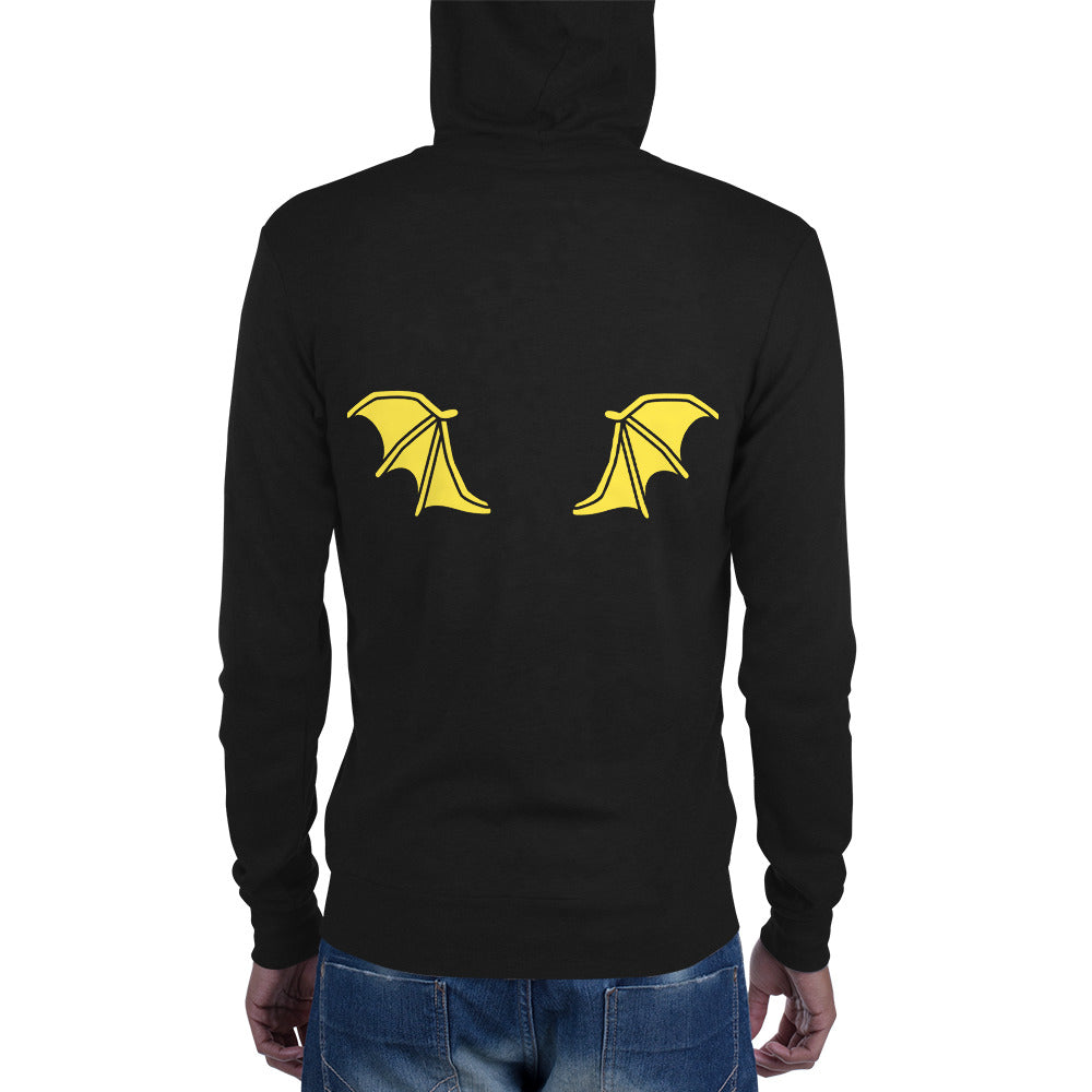 Yellow Bat Wings, Halloween Unisex zip hoodie