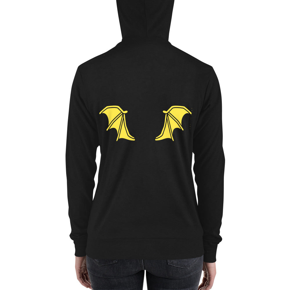 Yellow Bat Wings, Halloween Unisex zip hoodie