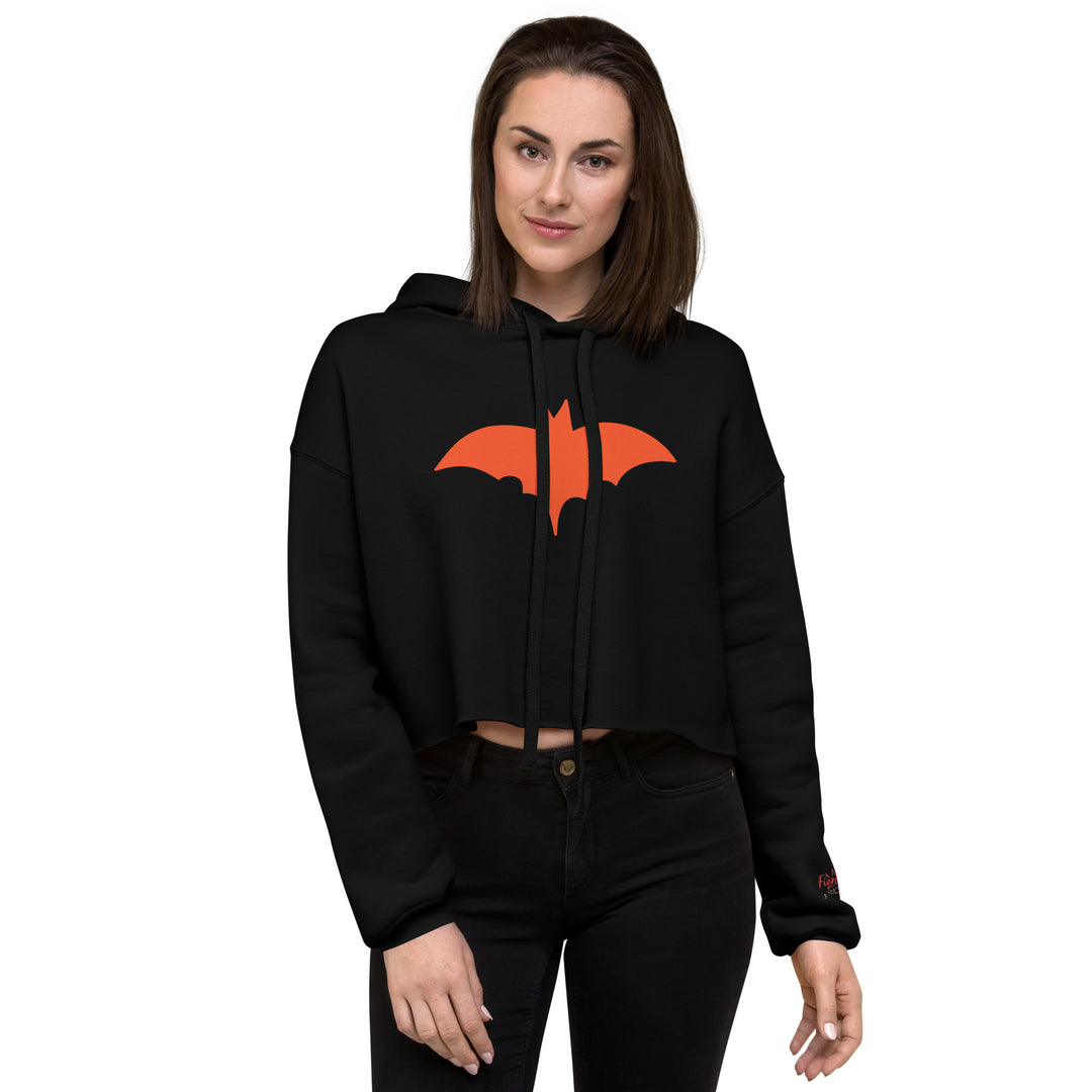 Orange Bat Signal,  Halloween Crop Hoodie