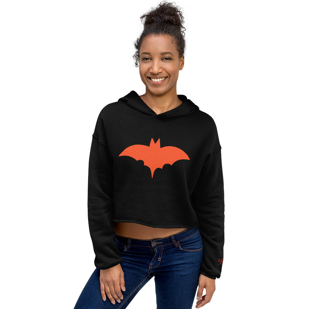 Orange Bat Signal,  Halloween Crop Hoodie