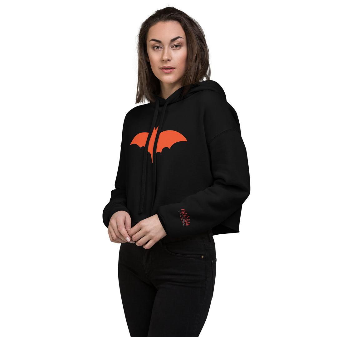 Orange Bat Signal,  Halloween Crop Hoodie