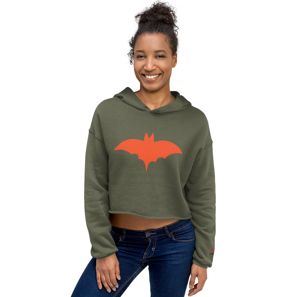 Orange Bat Signal,  Halloween Crop Hoodie