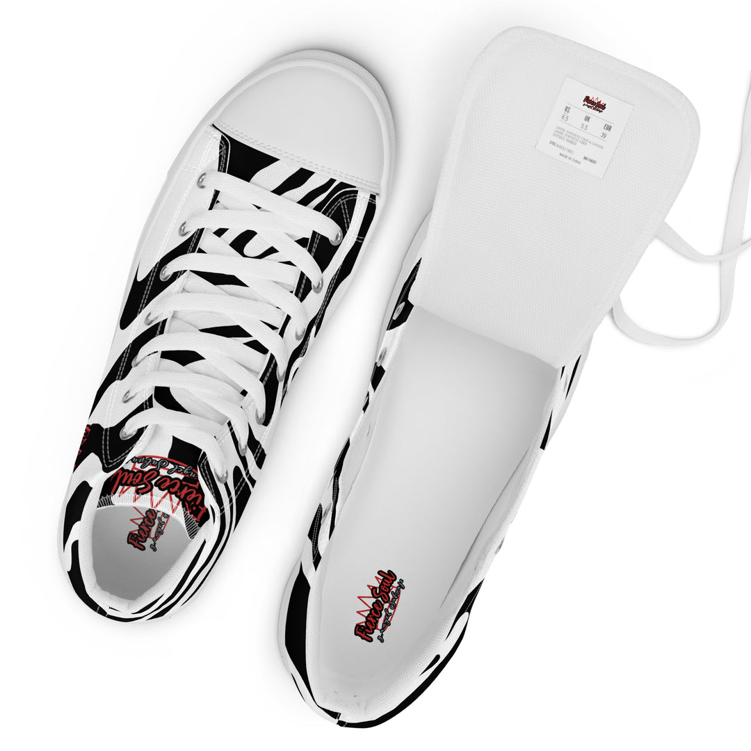 Fierce Soul,  b&w Zebra,  Women’s high top canvas shoes