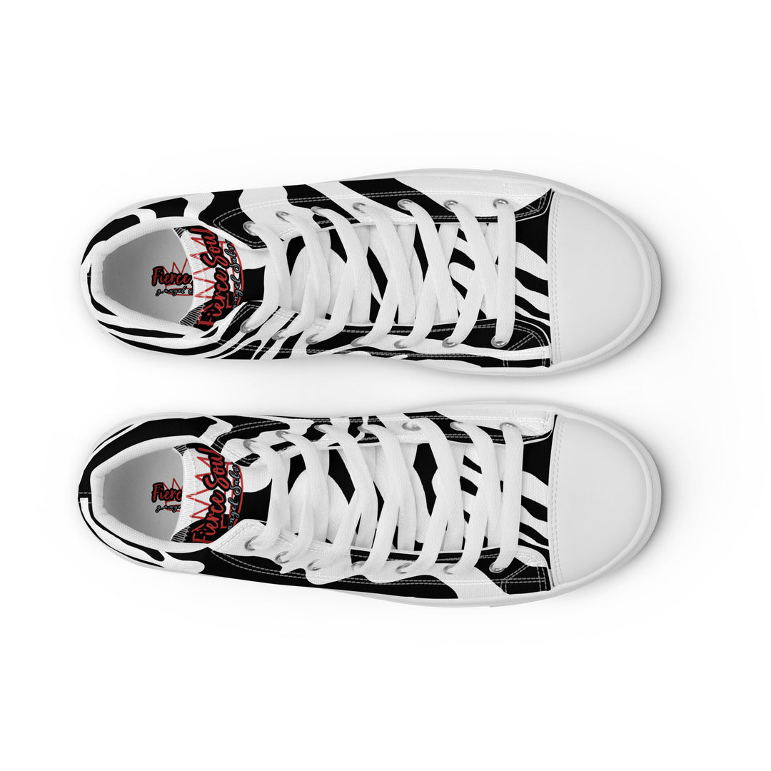 Fierce Soul,  b&w Zebra,  Women’s high top canvas shoes
