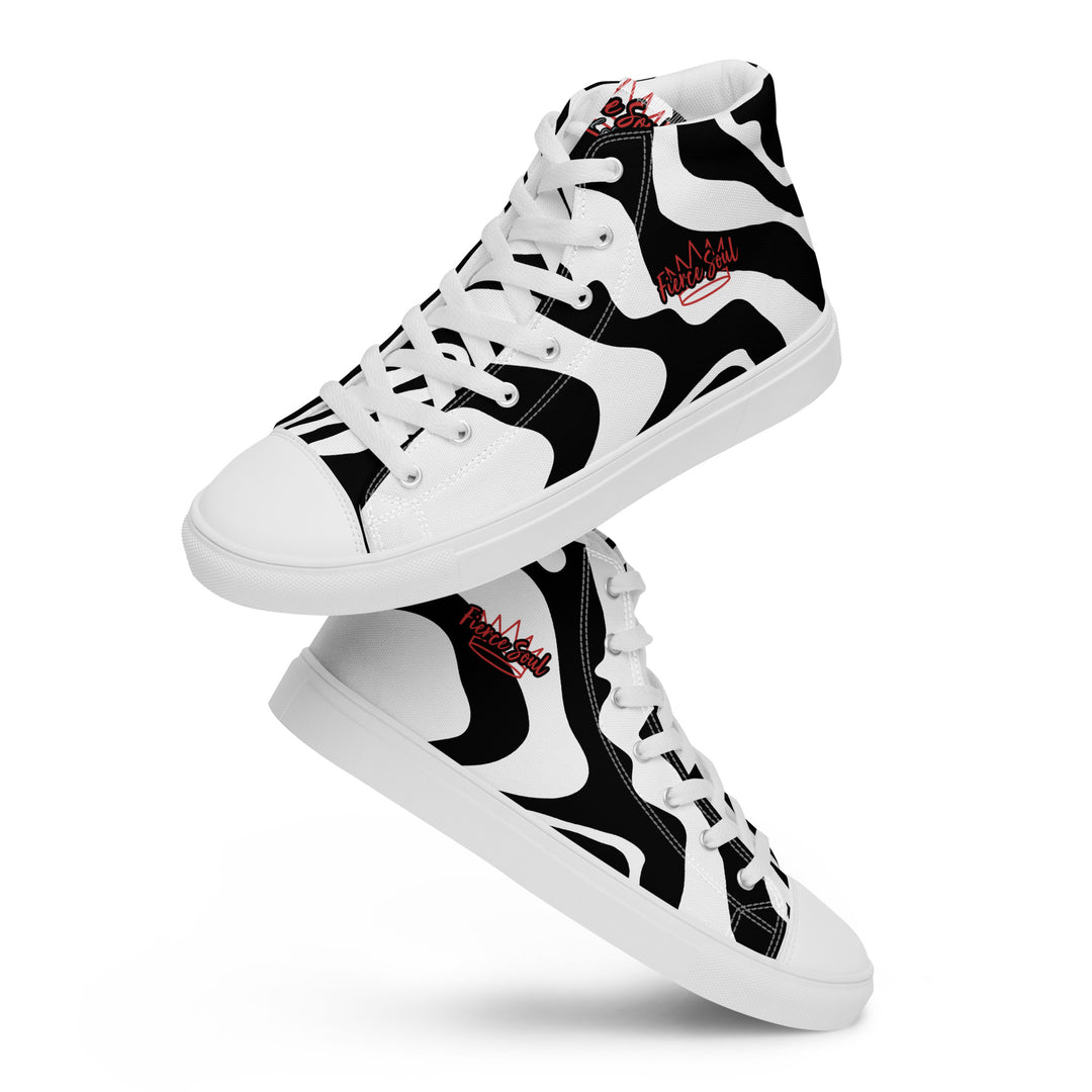 Fierce Soul,  b&w Zebra,  Women’s high top canvas shoes