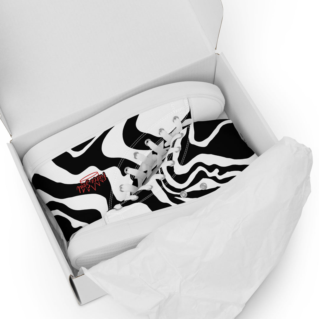 Fierce Soul,  b&w Zebra,  Women’s high top canvas shoes