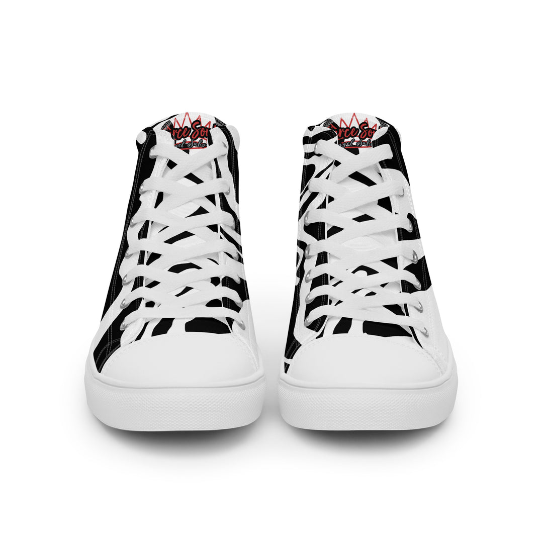 Fierce Soul,  b&w Zebra,  Women’s high top canvas shoes