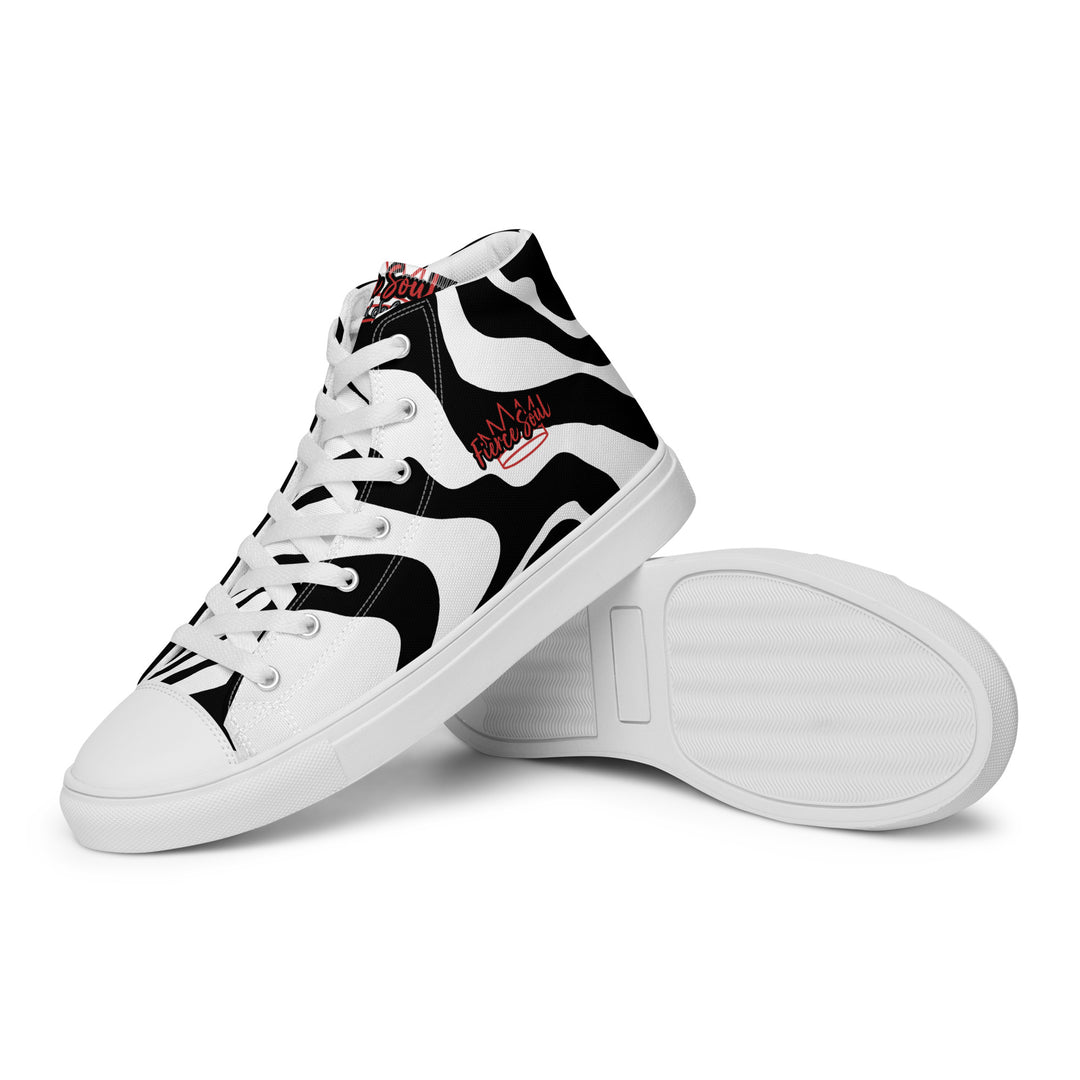Fierce Soul,  b&w Zebra,  Women’s high top canvas shoes