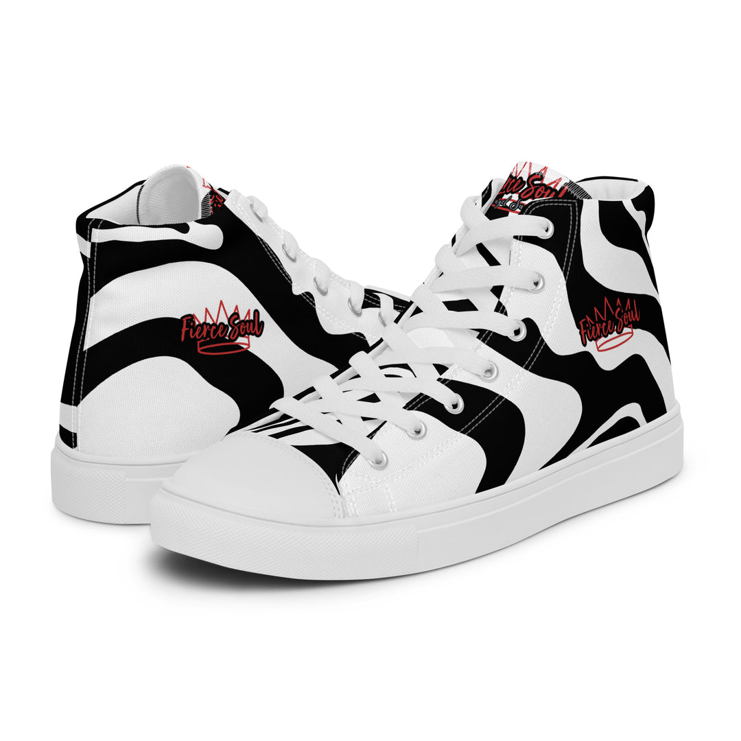 Fierce Soul,  b&w Zebra,  Women’s high top canvas shoes