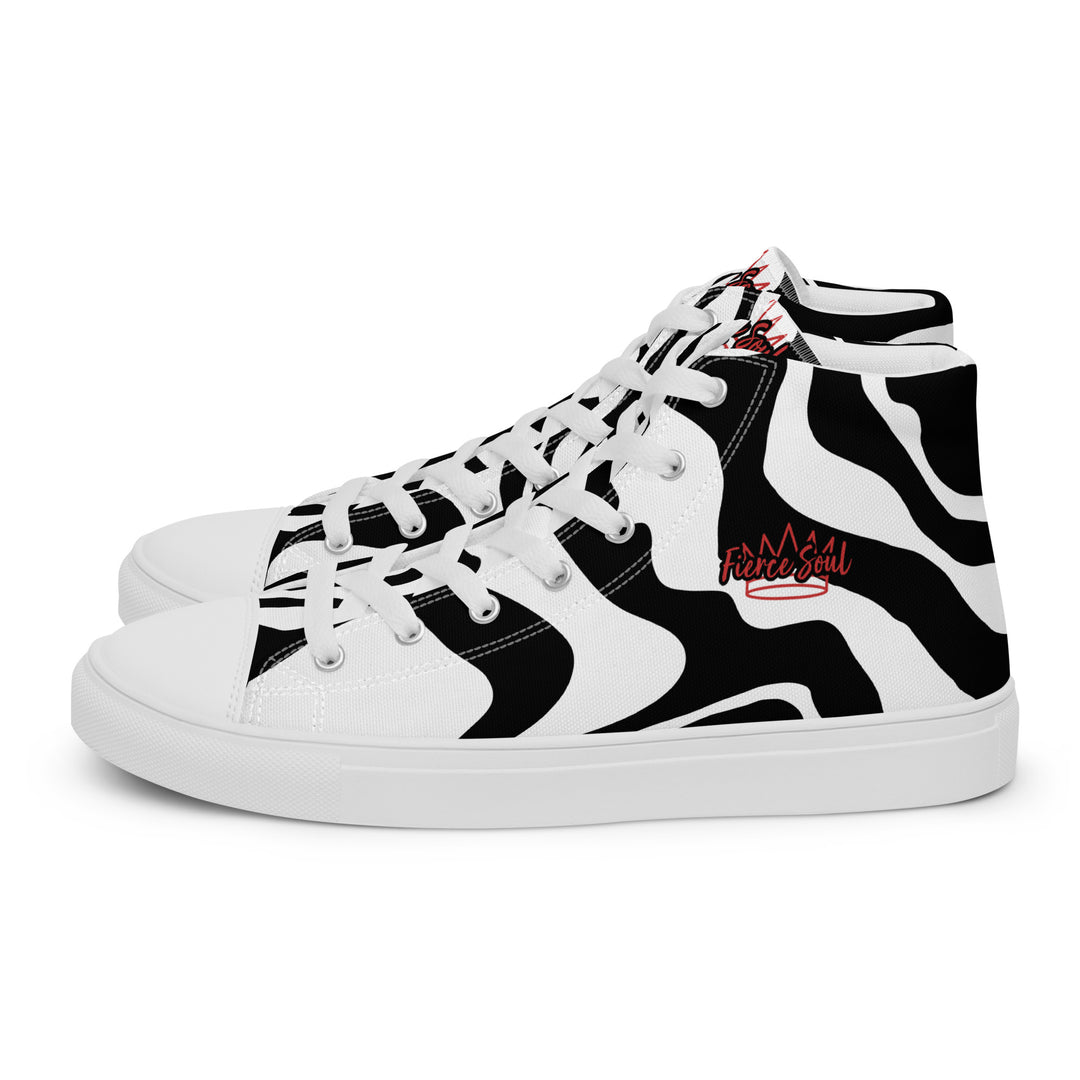 Fierce Soul,  b&w Zebra,  Women’s high top canvas shoes