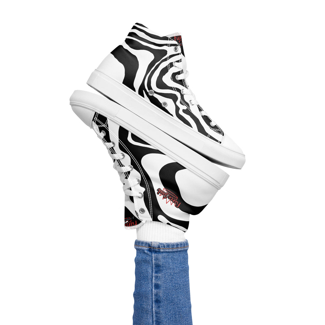 Fierce Soul,  b&w Zebra,  Women’s high top canvas shoes