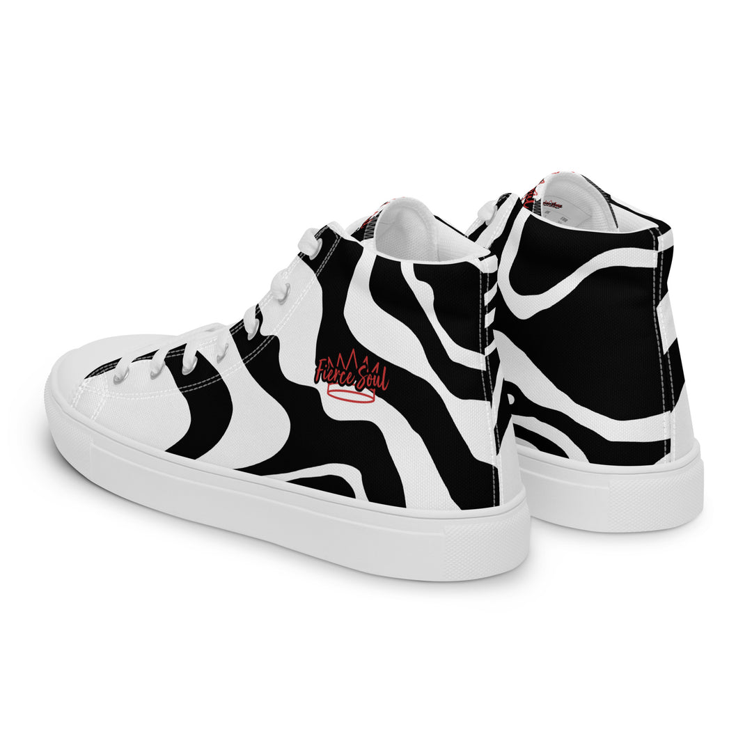 Fierce Soul,  b&w Zebra,  Women’s high top canvas shoes