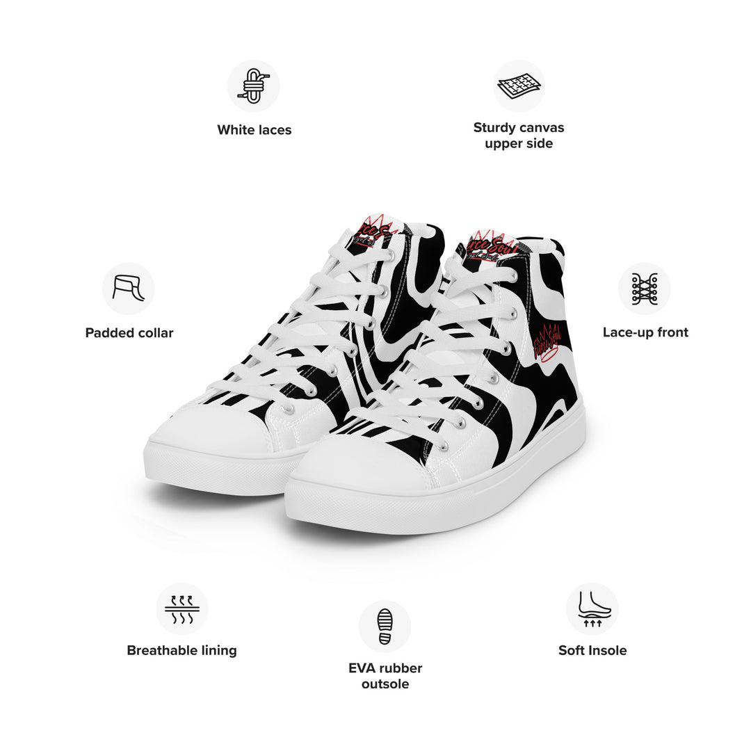 Fierce Soul,  b&w Zebra,  Women’s high top canvas shoes