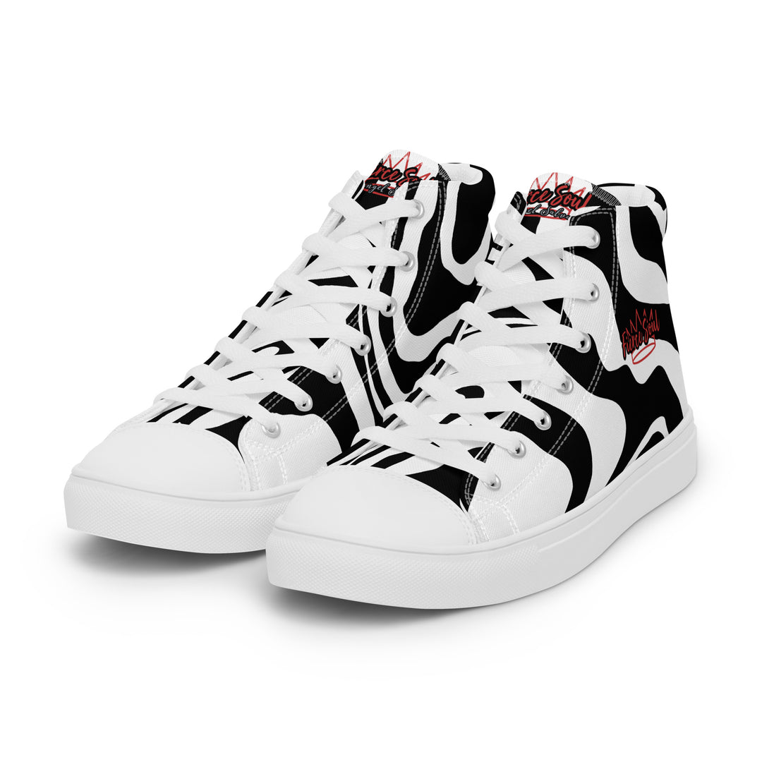 Fierce Soul,  b&w Zebra,  Women’s high top canvas shoes