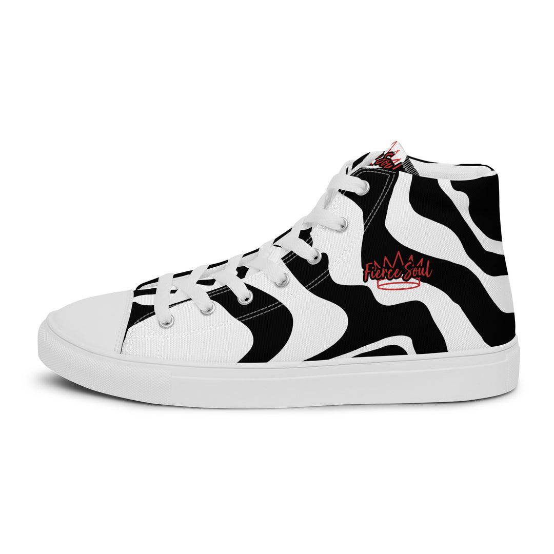 Fierce Soul,  b&w Zebra,  Women’s high top canvas shoes