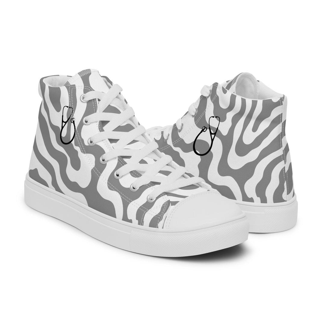 Stethoscope on Zebra Women’s high top canvas shoes