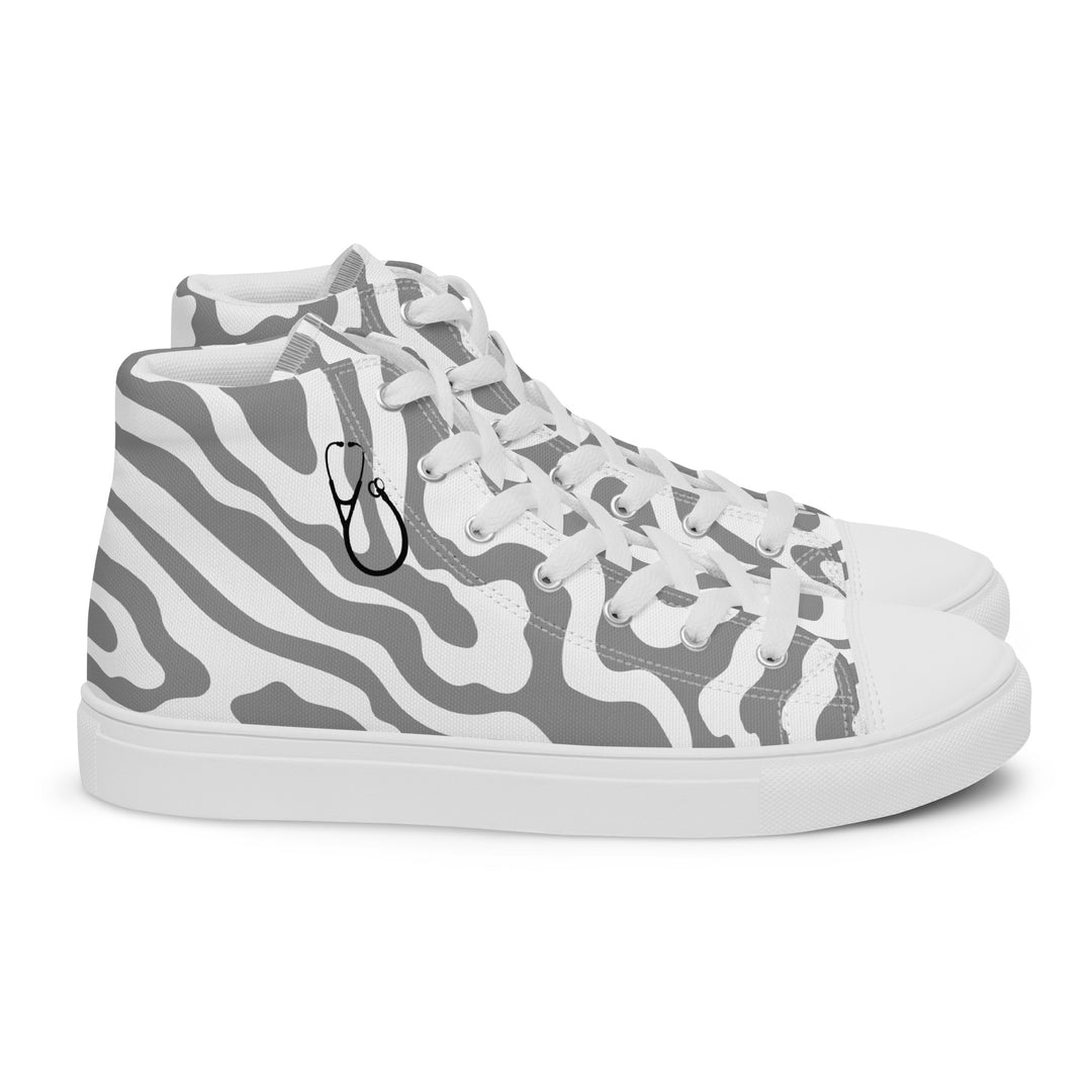 Stethoscope on Zebra Women’s high top canvas shoes