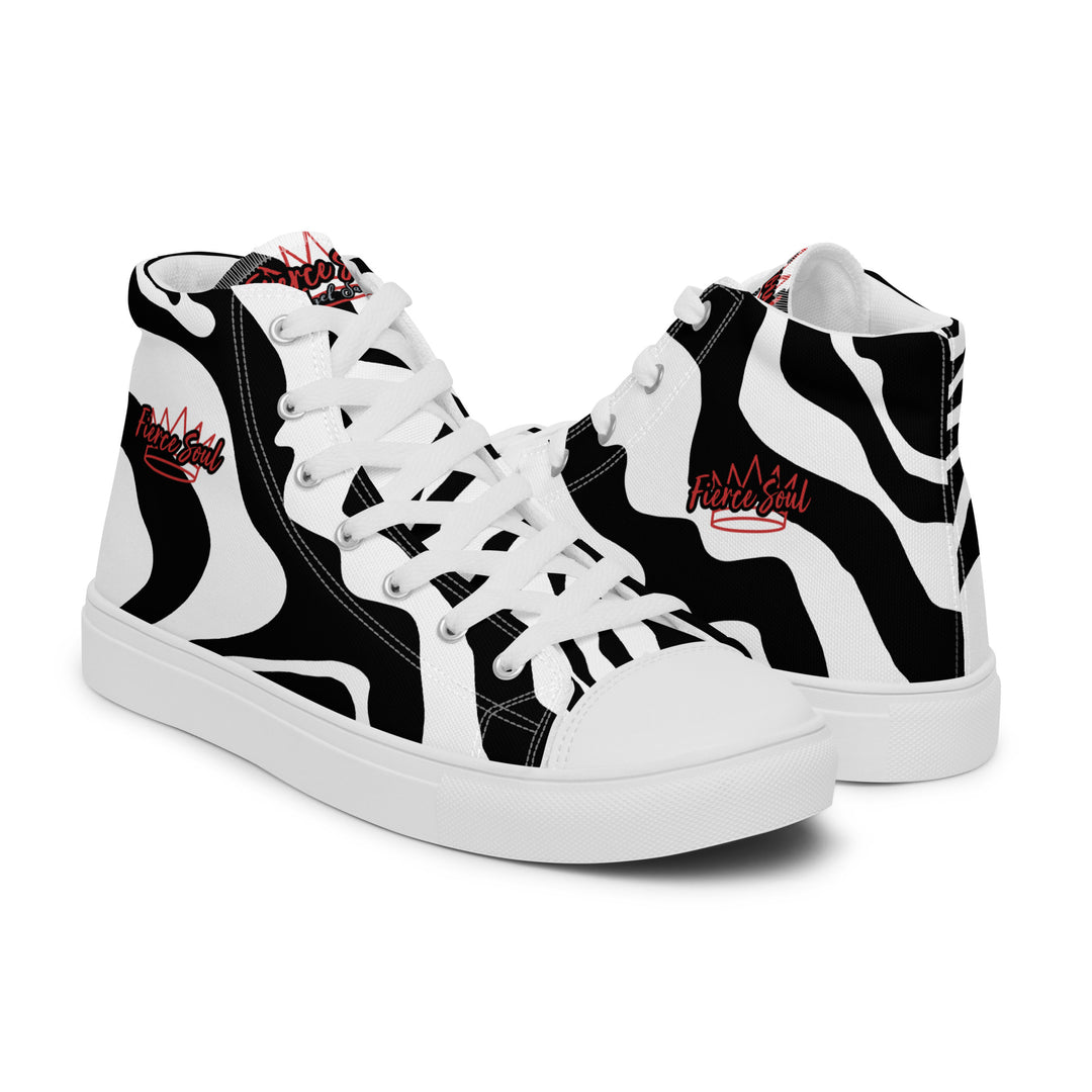 Fierce Soul,  b&w Zebra,  Women’s high top canvas shoes