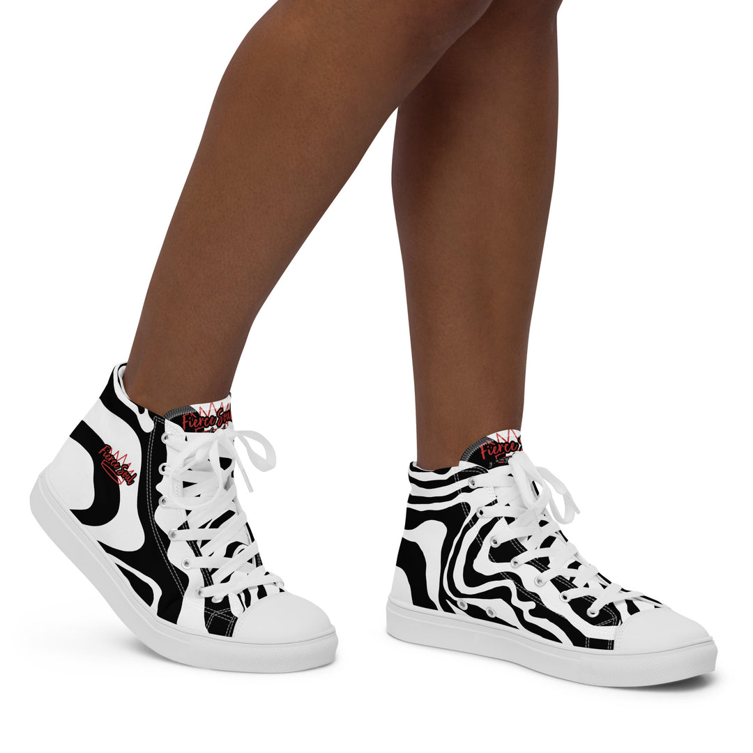 Fierce Soul,  b&w Zebra,  Women’s high top canvas shoes