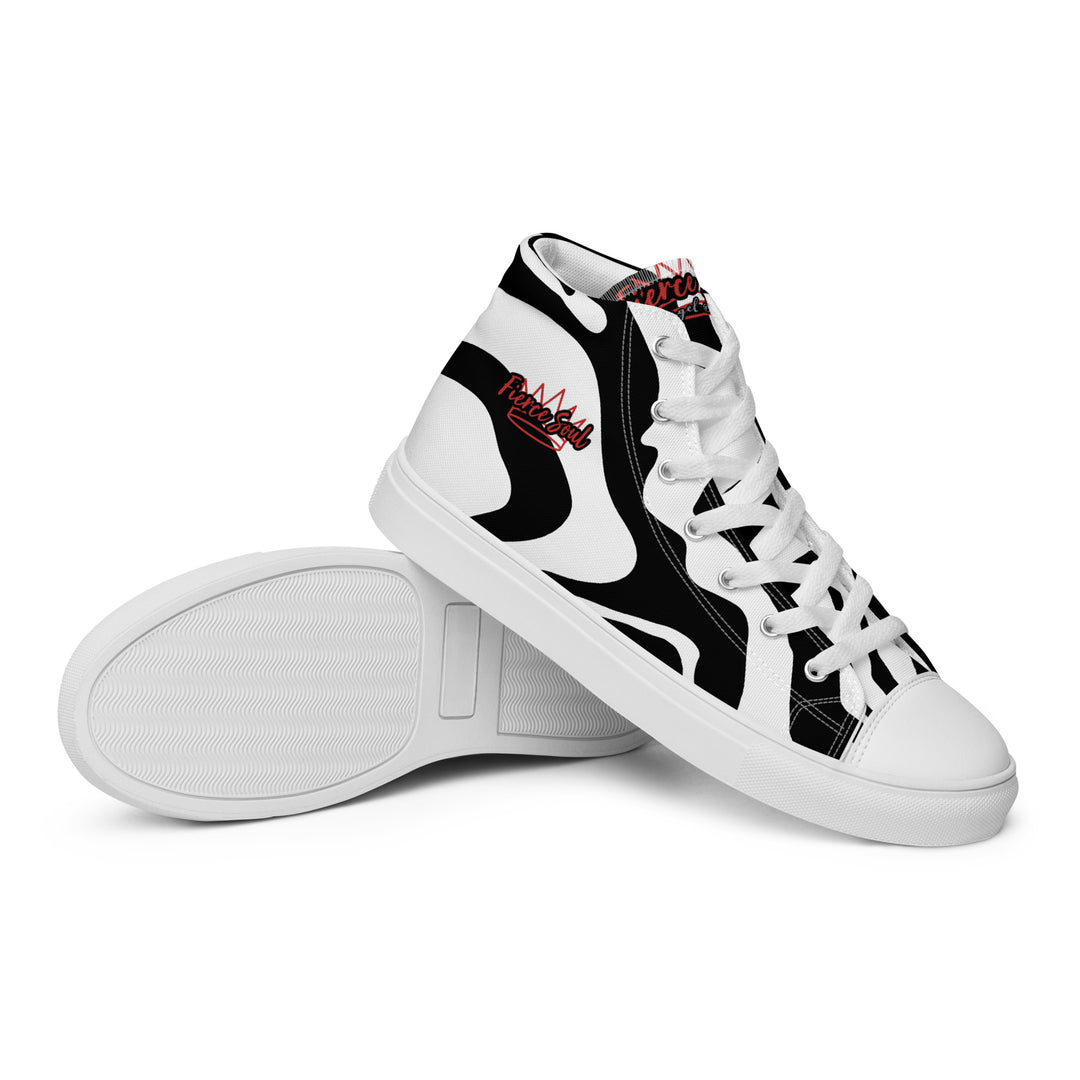 Fierce Soul,  b&w Zebra,  Women’s high top canvas shoes