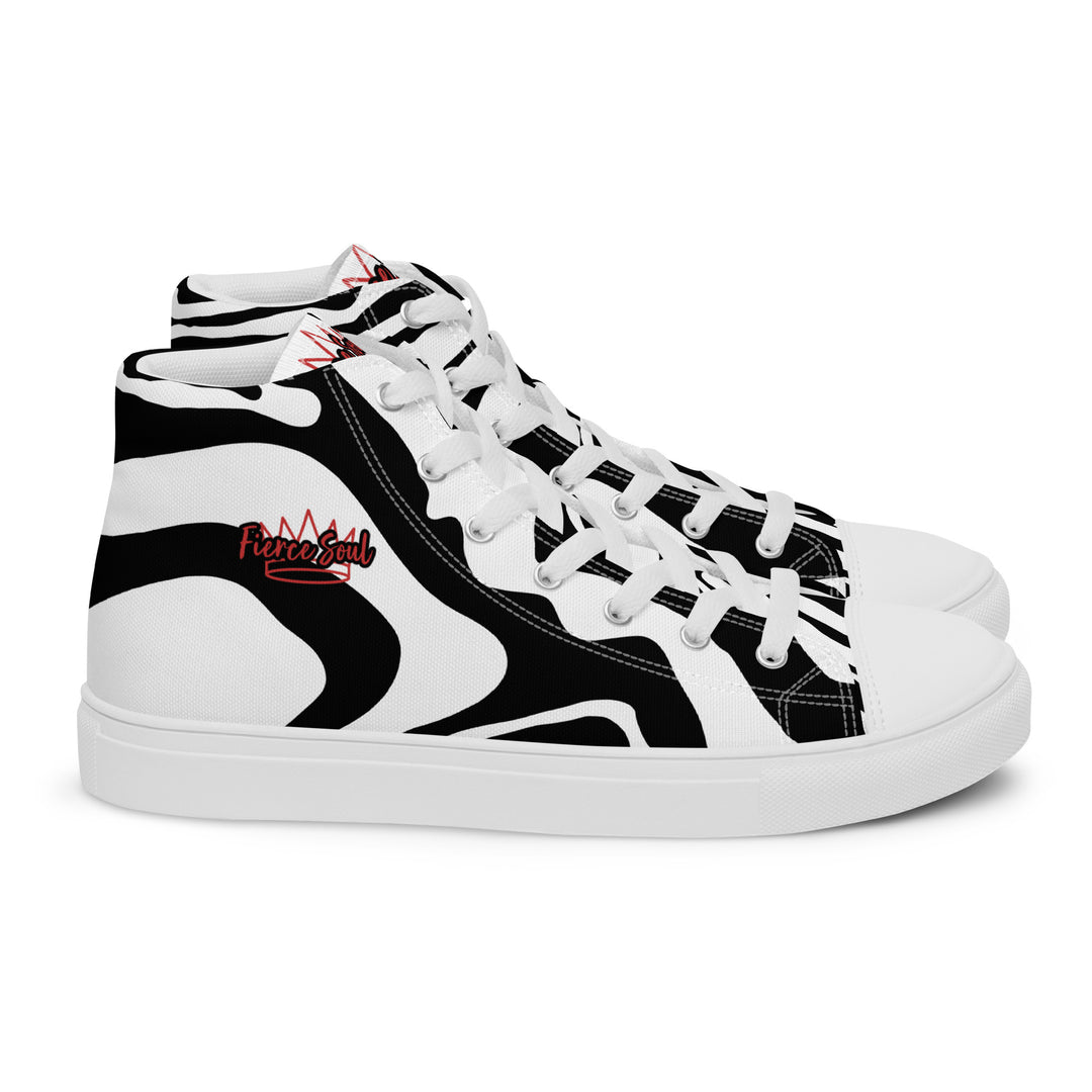 Fierce Soul,  b&w Zebra,  Women’s high top canvas shoes