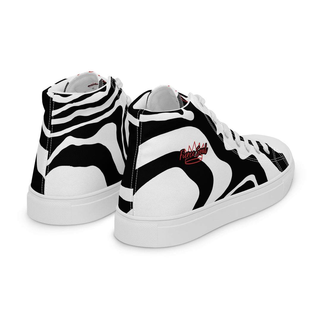 Fierce Soul,  b&w Zebra,  Women’s high top canvas shoes