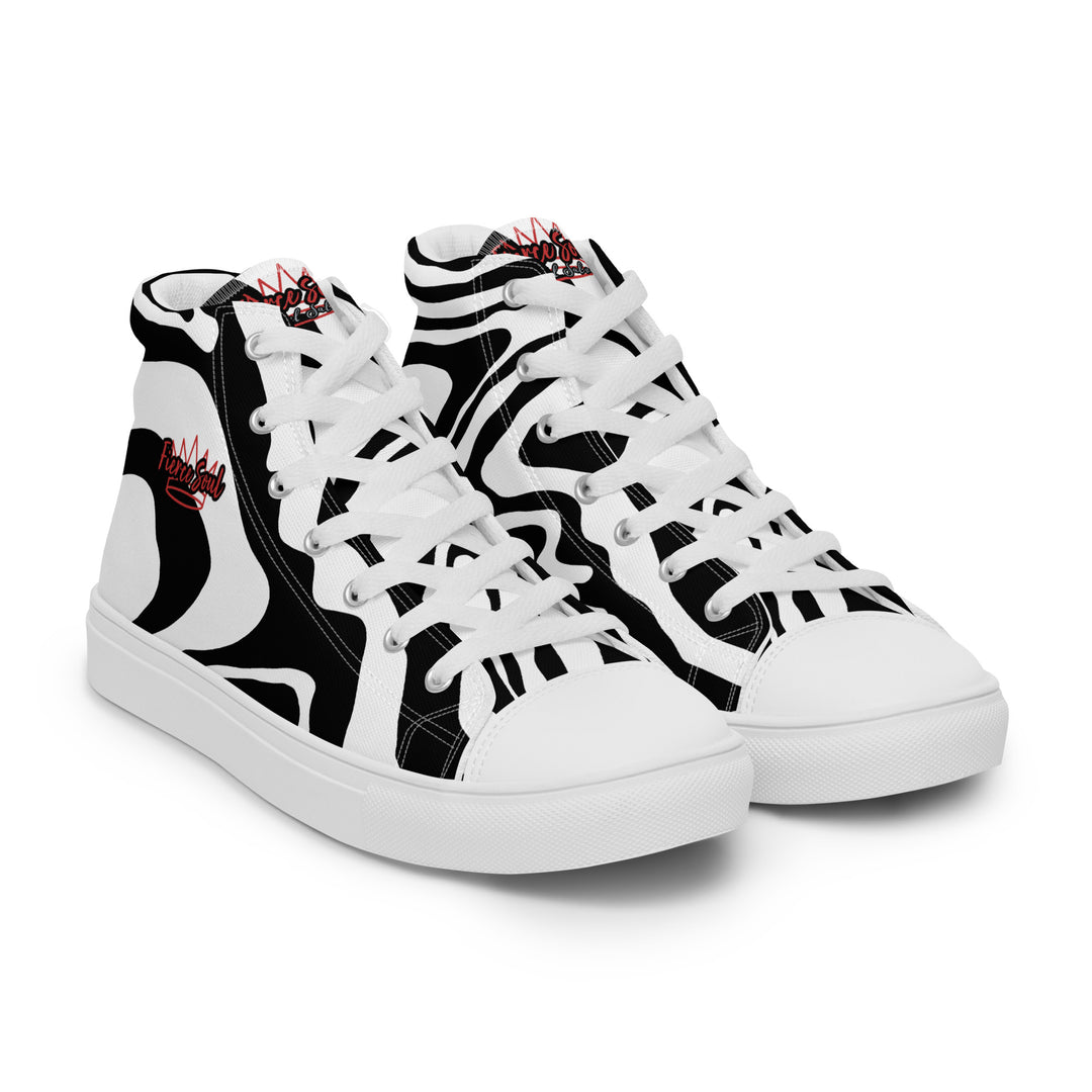 Fierce Soul,  b&w Zebra,  Women’s high top canvas shoes