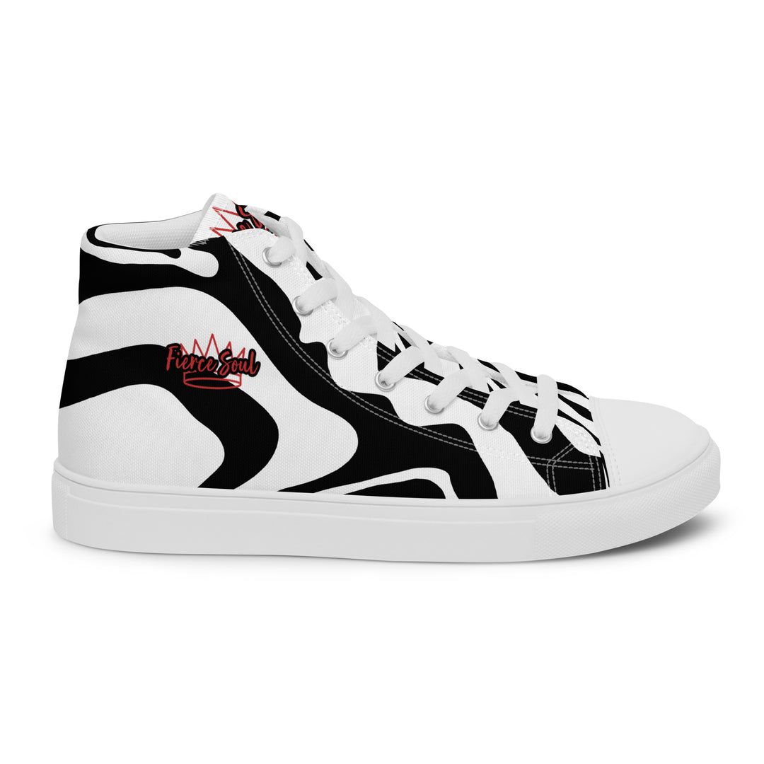 Fierce Soul,  b&w Zebra,  Women’s high top canvas shoes