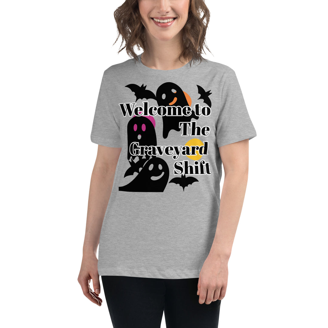 Welcome Boo, Graveyard shift ,Halloween Women's Relaxed T-Shirt