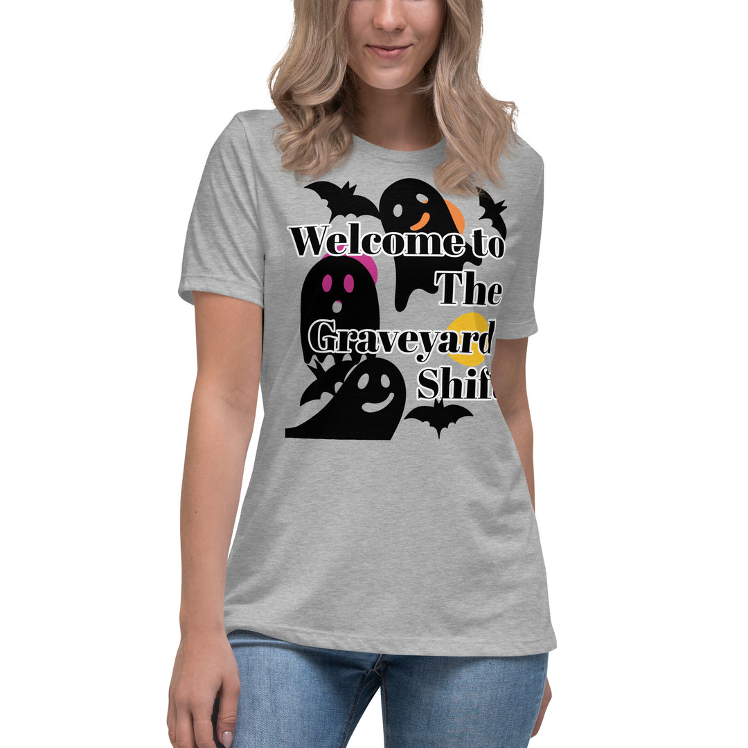 Welcome Boo, Graveyard shift ,Halloween Women's Relaxed T-Shirt